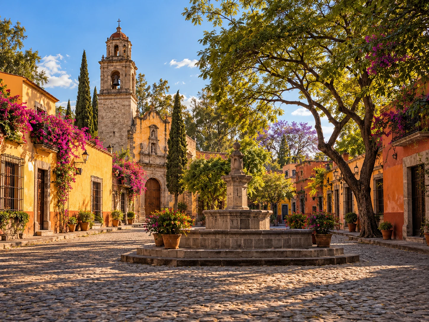 Vista ilustrativa de la Plaza San Jacinto en San Ángel